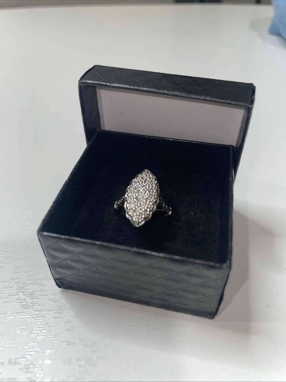 Meda Vintage 925 Sterling Silver Marquise Pavé CZ Cocktail Ring Sz 6.5